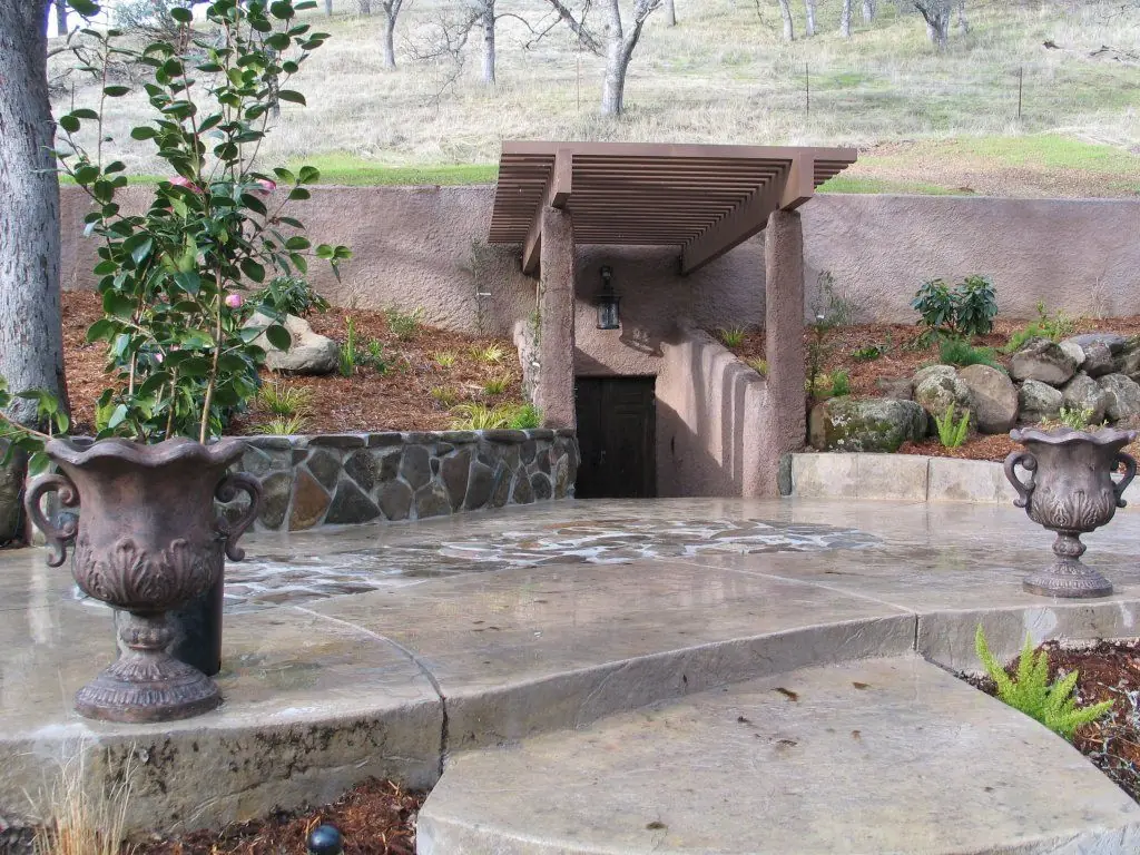 Finished concrete patio and hardscape steps